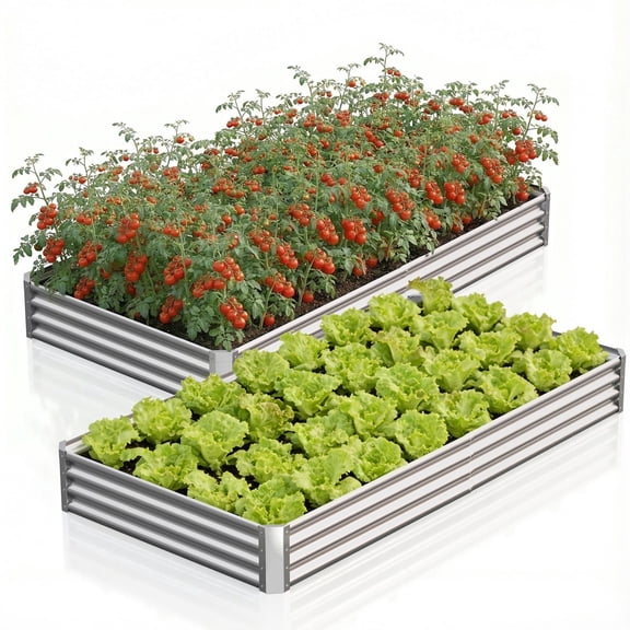 Sierah Style Outdoor Metal Raised Garden Bed, 2Pc 8*4*1FT