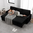 thumbnail image 5 of Walsunny Pull Out Sectional Sleeper Sofa Bed L Shape Couches with Reversible Storage Chaise for Living Rooms Small Rooms Apartment,Black, 5 of 9