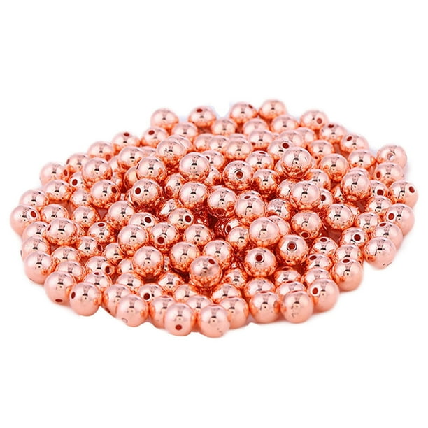 Yuarrent Cuentas espaciadoras de 200 piezas, bolas sueltas lisas sin costuras, fabricación de collares apilables, accesorios DIY, suministros para Artesanía 6 bronce rojo Yuarrent HA060869-06