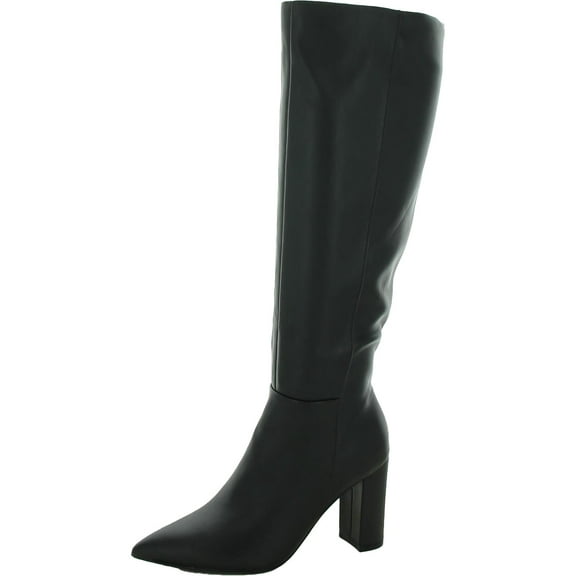 Marc Fisher Womens Groovey Faux Leather Stacked Heel Knee-High Boots
