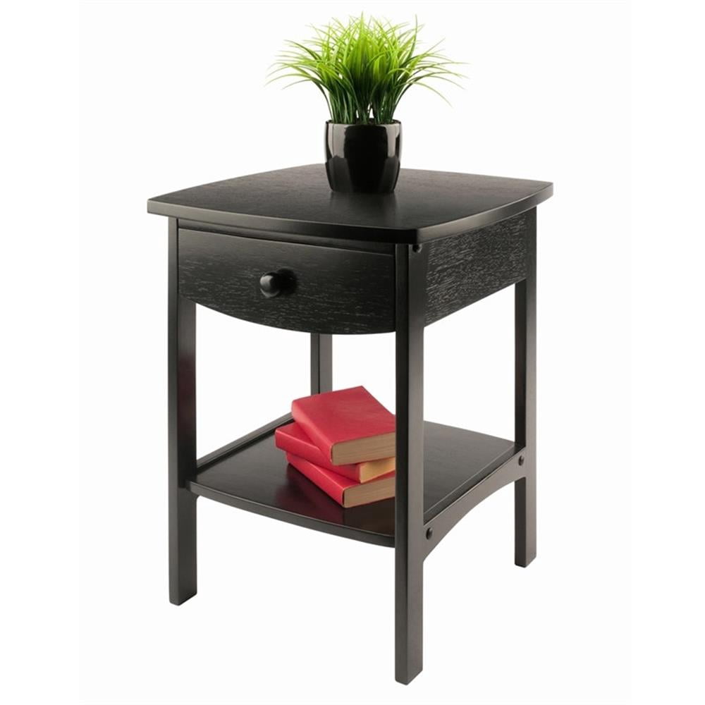 Winsome Claire Curved Nightstand, Accent Table, Black Finish