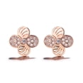 thumbnail image 2 of Sterling Silver Crystal Flower Stud Earrings in 18k Rose Gold Plated, 2 of 4