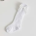thumbnail image 4 of Baby Socks - Breathable Baby Socks Spanish Hollow Knit Mid Calf Socks with Bow for Girls Boys Spring Summer Comfortable Toddler, Socks for Children,Color: White Size: 0-2 Years, 4 of 4