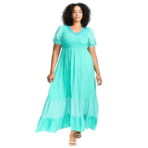 Avenue Women's Plus Size Eve Border Dress
