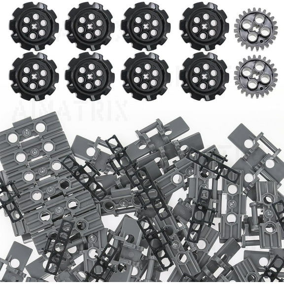 160 pcs Technical Parts Tank Large Track Wheels Medium Track Chain Motorcycle Tank Accessories Compatible with Mainstream Building Block Brands
