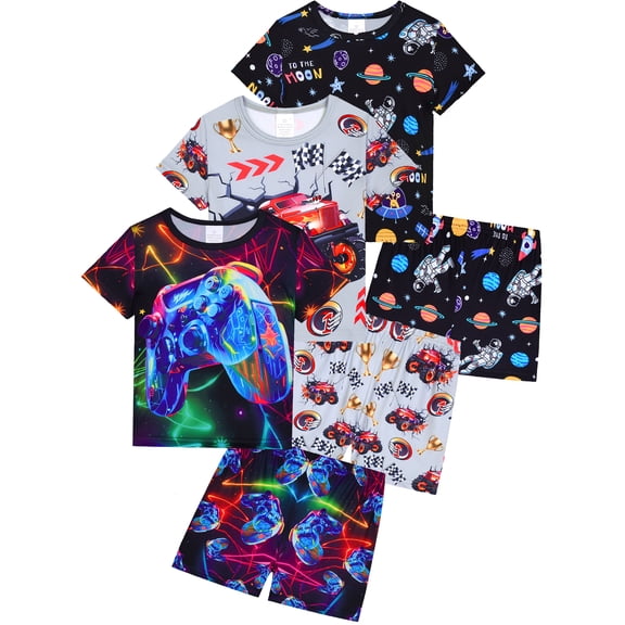 ATAIKU 3D HD Printed 3-12Y Little Boys Games Console 2-Piece Pajamas Set Kids Boy Short Sleeve Tee and Shorts Sleepwear Toddler Jammies