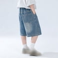 thumbnail image 7 of Fozruso Boys Elastic Waist Denim Shorts With Pockets Summer Casual Wear For Kids Jean Shorts for Boys(Blue), 7 of 7