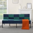 thumbnail image 4 of DEALTOPS 63" Checkered Velvet Futon, 2-in-1 Dual-Tone Convertible Sleeper Sofa with 5-Position Recline, Blue, 4 of 8