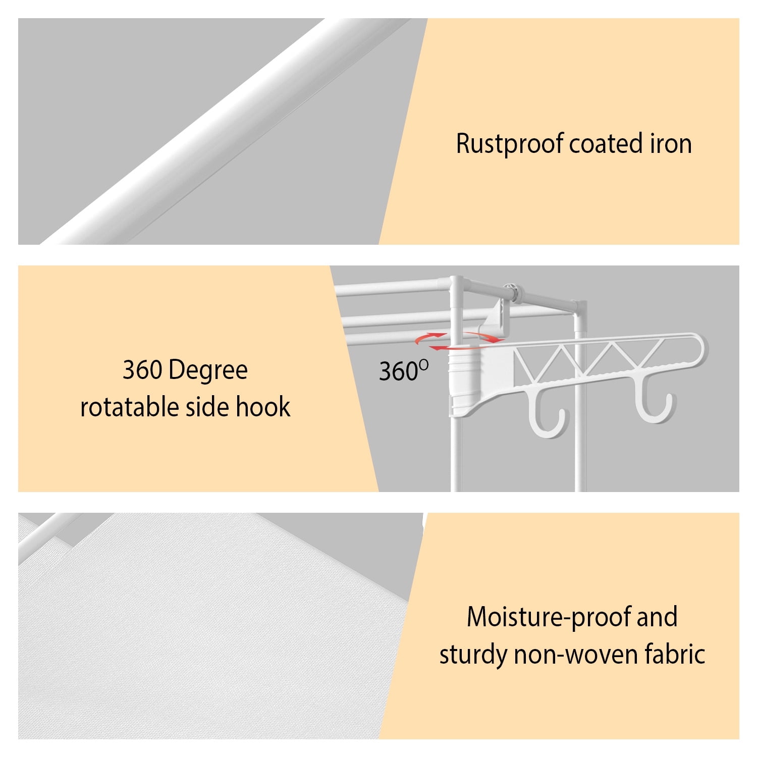 4 Layers of Shelves Closet Organizing Rack,360° Rotatable Hooks - Closet Organizer for Home & Laundry Room​
