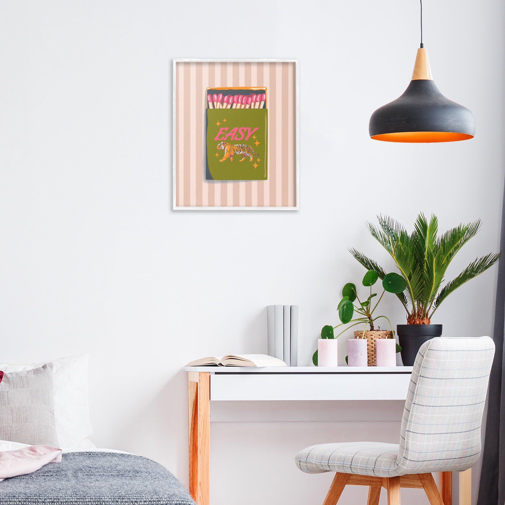 Easy Tiger Retro Matches White Framed Giclee Art, design by Elyse Anastacia
