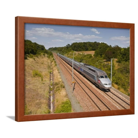 A Tgv Train Speeds Through the French Countryside Near to Tours, Indre-Et-Loire, Centre, France, Eu Framed Print Wall Art By Julian