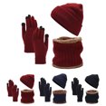 thumbnail image 4 of YAOBAMM Elastic Winter Accessories Set 3Pcs Set Unisex Winter Beanie Hat Scarf Set Warm Fleece Lining Knit Hat Touch Screen Neck Scarf Set, 4 of 6