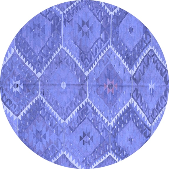 Ahgly Company Indoor Round Southwestern Blue Country Area Rugs, 4' Round