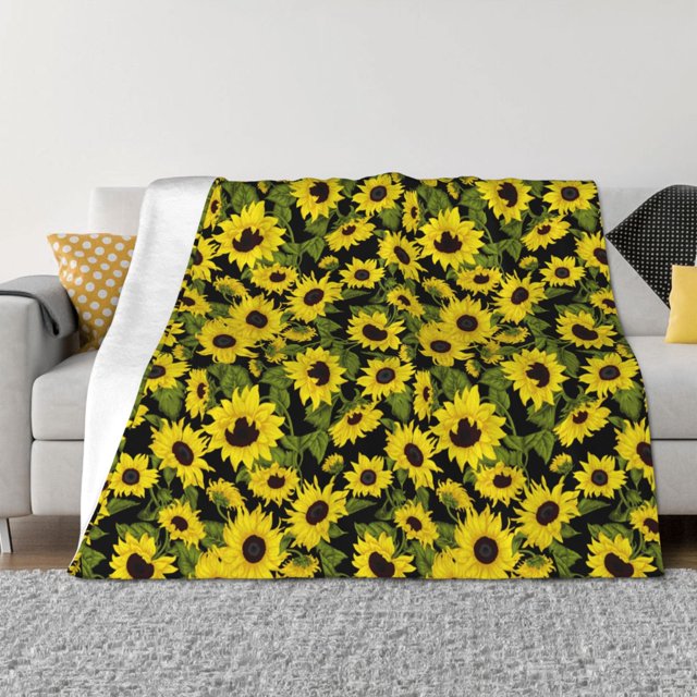 Balery Sunflowers In Vintage Manta de Franela con Dibujo, Lujo Ultra Suave y Cálido, Antipelusa y Resistente a las Arrugas para Cama, Sofá, Camping -50"x40"