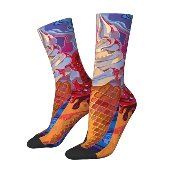 Logiee Trio Of Dripping Cones Print Adult Socks for Men & Women,Calf Socks, Ankle Socks,Boots Socks,Breathable Casual Sock,Unisex Crew Socks