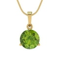 thumbnail image 2 of 2 ct Brilliant Round Cut Solitaire Natural Peridot 14k Yellow Solid Gold Everyday Affordable Designer Necklace Pendant with 18" Chain, 2 of 7