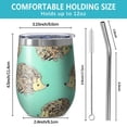 thumbnail image 5 of 12oz Stemless Wine Tumblers Cute Green Hedgehog Pattern Vacuum Insulated Stainless Steel Travel Tumbler Cups Mug with Lid and Straw for Champaign,Cocktail,Beer with Cleaning Brush, 5 of 5