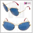 thumbnail image 1 of MIU MIU SCENIQUE Butterfly 56R Blue Red Gold Oversized Sunglasses MU56RS, 1 of 6