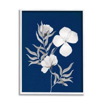 Stupell Industries Bold Floral Sprig Leaves Graphic Art White Framed Art Print Wall Art, Design by Kourtni Gunn