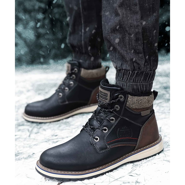 Arrigo Bello Mens Black Faux Leather Faux Fur Lined Winter Boots High Lace Up 46 Amazon.com | ARRIGO BELLO Mens Snow Boots Winter Boots PU  main image 2