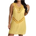 thumbnail image 2 of Swimsuit Cover Ups for Women,V Neck Hollow Out Swim Cover-up Crochet Bohemian Summer Beach Cover Up Dress, 2 of 4