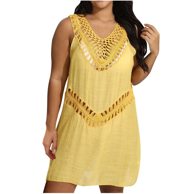 Birdeem Robes pour Femmes Robe Surdimensionnée Ajourée Col Rond Ceinture Manches Courtes Grande Jupe Couleur Unie