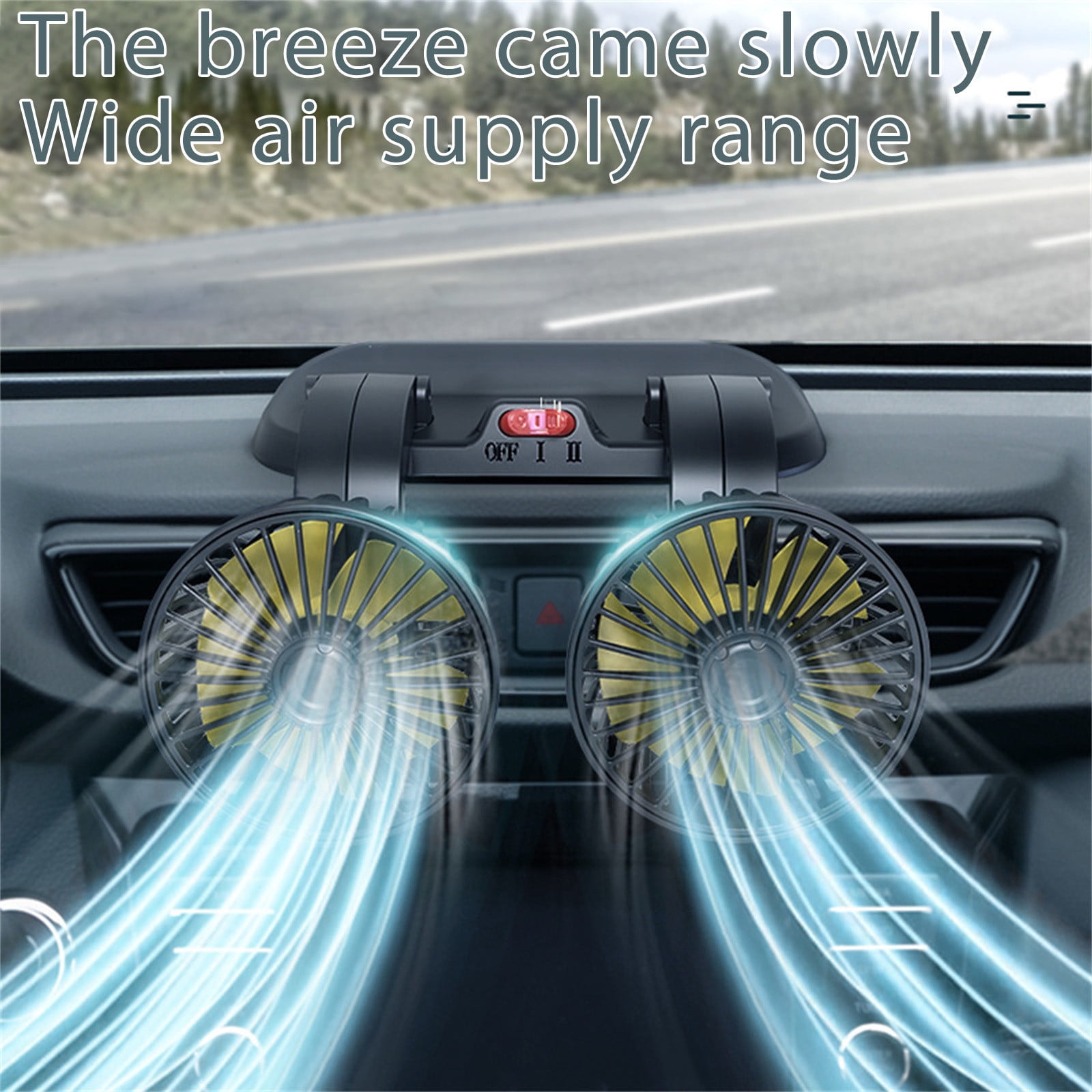 Car Fans That Blow Cold Air USB, Dual Head USB Fan for Car, Portable Vehicle Cooling Fan with LED Lights - 2 Speeds, 360° Rotation For/Home/Office/Car Dashboard Suv, Rv, Truck, Sedan, USB Powered