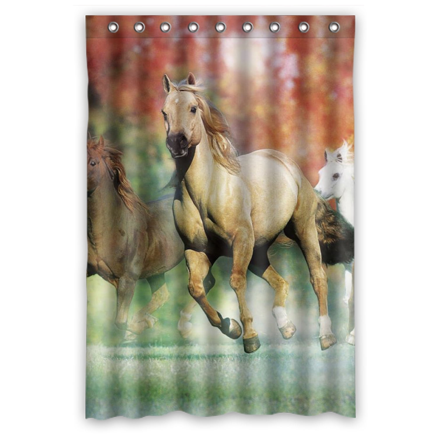 ZKGK Running Horse Waterproof Shower Curtain Bathroom Decor Sets with