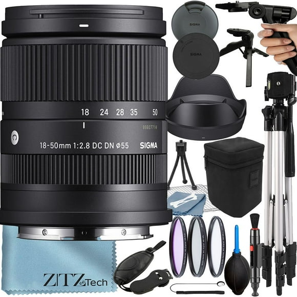 Sigma 18-50mm f/2.8 DC DN Contemporary Lens (Sony E) + Filter Kit + Tripod + ZeeTech Accessory Bundle