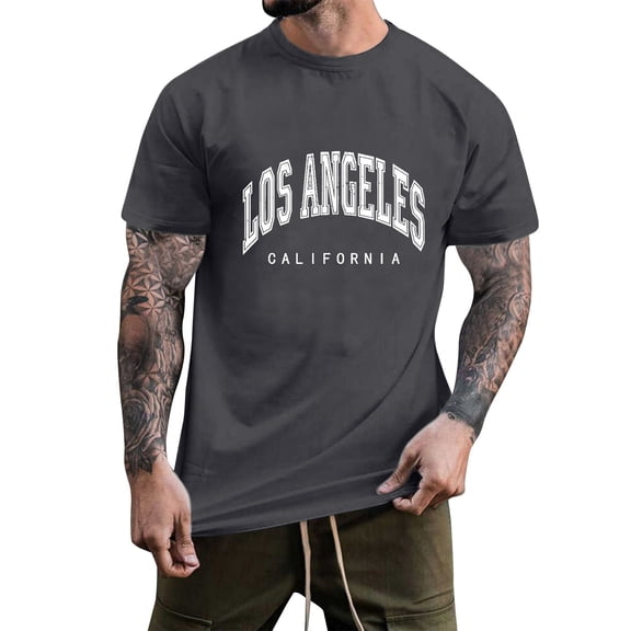 Krdevn Men's Graphic Tees Letter Print Summer Tops Vintage Short Sleeve Loose Casual T Shirts,4XL