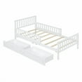 thumbnail image 2 of Cama de plataforma de madera de tamaño doble con barandillas en ambos lados y dos cajones de almacenamiento, 2 of 5