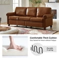 thumbnail image 3 of 81" Vegan Leather Sofa 3-Seater Couch With Wooden Decoration Rolled Arms, Camel, 3 of 9