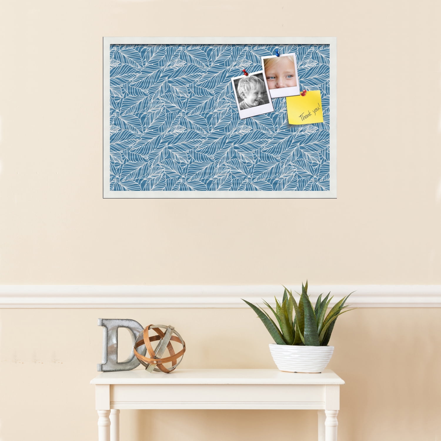 PinPix 30x20 Custom Cork Bulletin Board Navy White Poster Board Has a Fabric Style Canvas Finish, Framed in Navy White, by ArtToFrames (PinPix-1873)