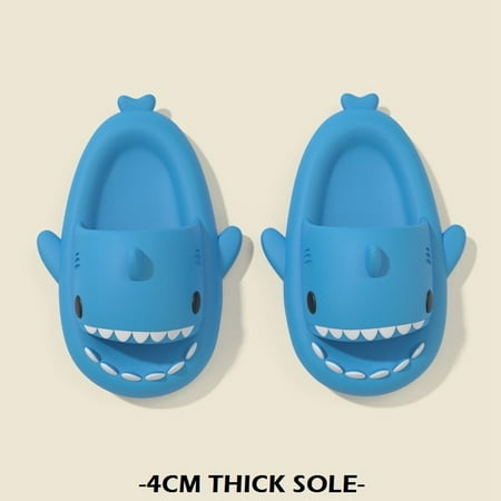 

QWZNDZGR 4cm Soft Women Man Shark Slippers Summer Beach Flip Flops Non-Slip Cute Couple Outdoor Cool Indoor Household Funny Shark Slides