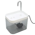 thumbnail image 2 of Fuente de agua para gatos, dispensador de agua transparente para mascotas, silencioso, automático, alimentado por USB, con tubo de codo, tapa blanca de 1,5 L, 2 of 12