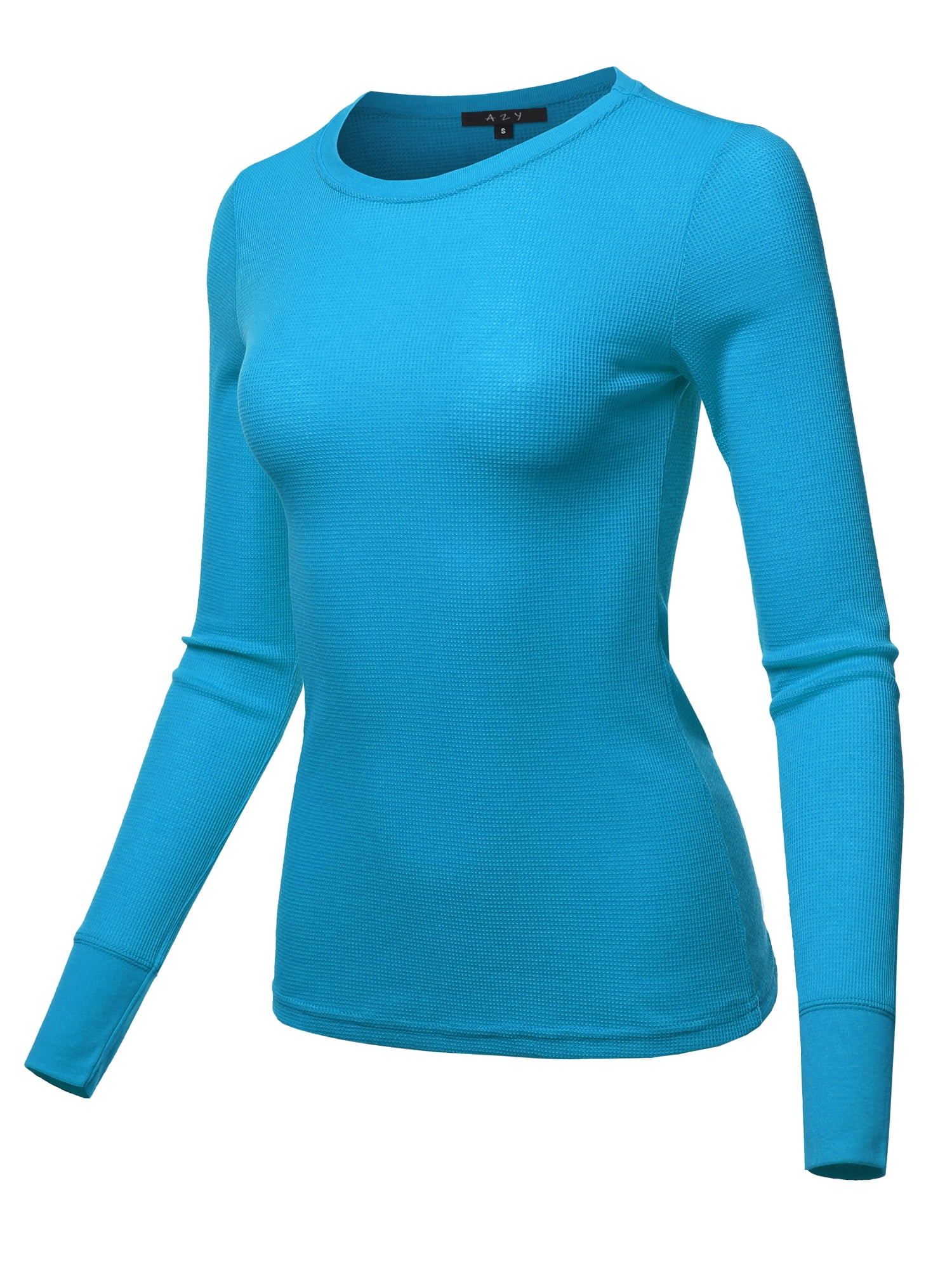 A2Y Women's Basic Solid Long Sleeve Crew Neck Fitted Thermal Top Shirt ...