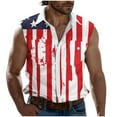 thumbnail image 3 of BiZtdJrK Hawaiian Shirts for Men Summer Sleeveless Button Down Lapel Vest American Flag Printed Casual Beach Aloha Shirt with Pockets Red M, 3 of 6