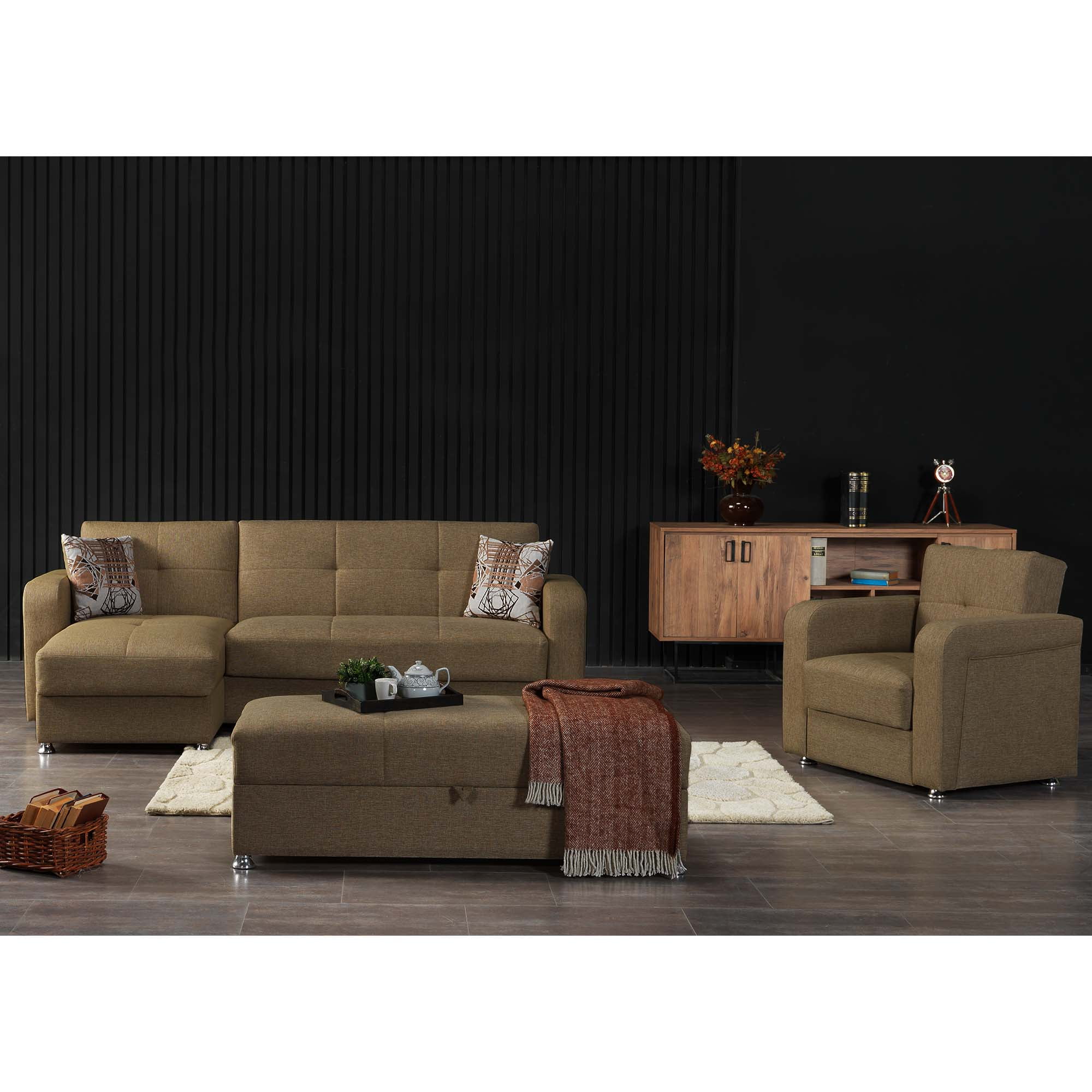 Ottomanson Symphony Upholstered Storage Ottoman, Brown