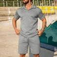 thumbnail image 2 of FRSASU Men's 2 Pieces Beach Outfit Set Short Sleeve Lapel Button Down Shirts Shorts Summer Casual Outfits Gray, 2 of 6