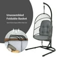 thumbnail image 4 of Gymax Hanging Hammock Egg Chair Patio Rattan Swing Chair w/ Stand & Grey Cushions, 4 of 9