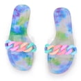 thumbnail image 1 of BLISSFUL STEP Women's Tie Dye Chain Clear Slides Slipper Sandals, 1 of 6