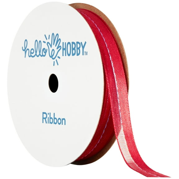 Hello Hobby RED Sheer elegance 3/8 inch x 3 yard ribbon for sewing, crafts and gifting
