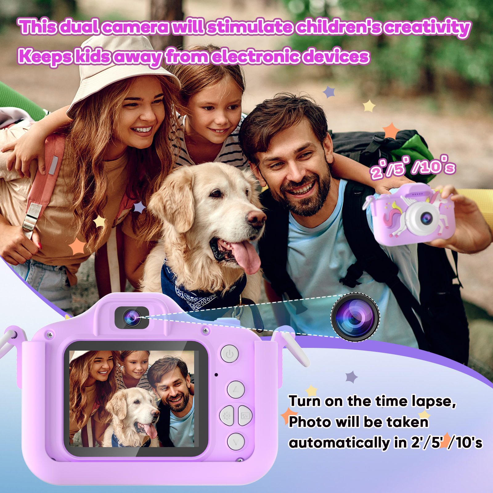 Seckton Kids Camera Dual Lens Purple Age 3-10 photo 3