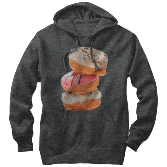 Men's Lost Gods Three Doughnut Stack  Pull Over Hoodie Charcoal Heather X Large