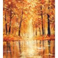 thumbnail image 3 of Country Duvet Cover Set, Painting of a Forest by the Small Lake in Autumn Pale Fall Trees and Leaves Art, Decorative 3 Piece Bedding Set with 2 Pillow Shams, Queen Size, Orange Brown, by Ambesonne, 3 of 3