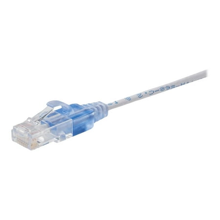 UPC: 0889028032527 | Monoprice SlimRun – Patch cable – RJ-45 (M) to RJ-45 (M) – 14 ft – 0.1 in – UTP – CAT 6a – molded  snagless  stranded – white (pack of 10)