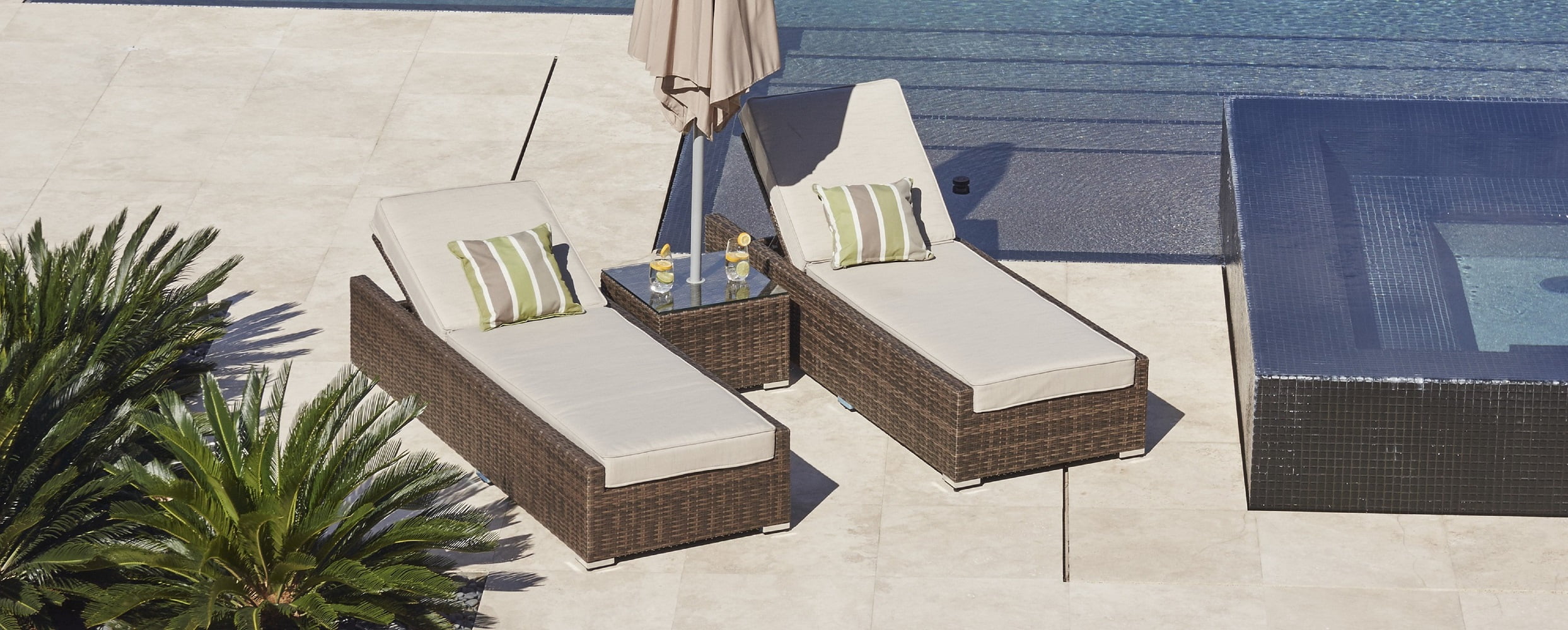 Vida Lounger Brown 3 Piece Outdoor Patio Furniture Adjustable Chaise