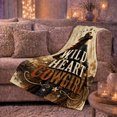 thumbnail image 6 of Wild Heart Cowgirl Western Ranch Scene, Peaceful Mountain Lake Scene, Warm Flannel Blanket for Cabin and Lodge, Outdoor Lovers Thanksgiving Gift, Artistic Home Decor, 6 of 9