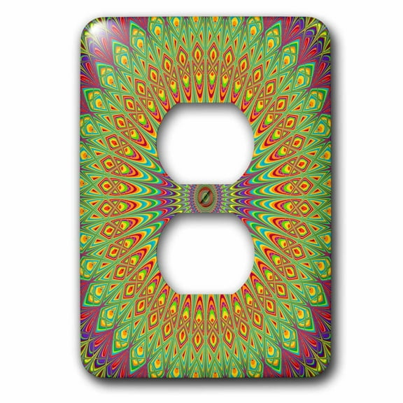 3dRose Happy Hippie Mandala - abstract circular bohemian pattern geometry - 2 Plug Outlet Cover (lsp_286816_6)