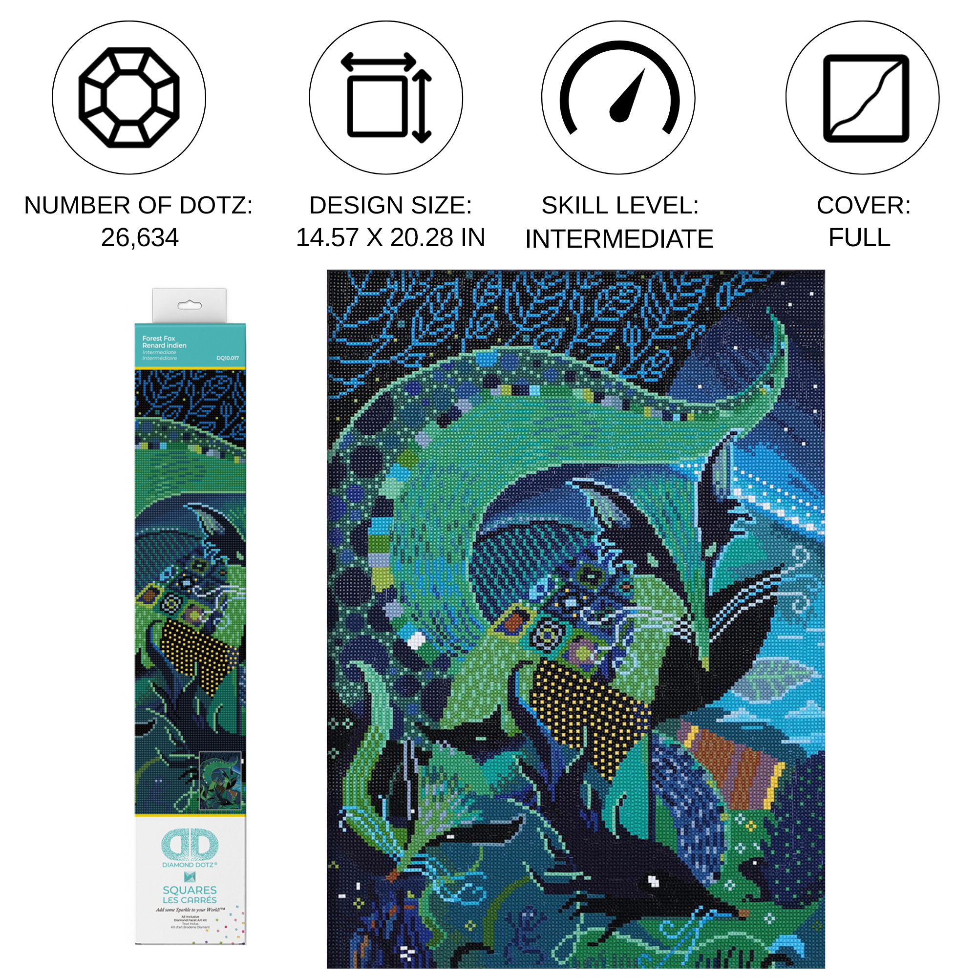 Diamond Dotz Forest Fox Animal Diamond Painting Kits for Adults - Diamond Art Kits a Relaxing Creative Craft Kit with Dotz Gems 14.6"x20.3"